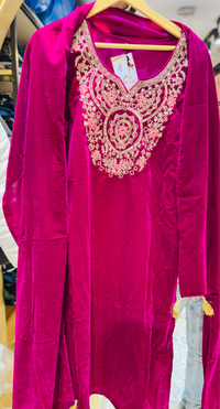 “SONAKSHI” THREE PIECE STITCHED VELVET SUIT