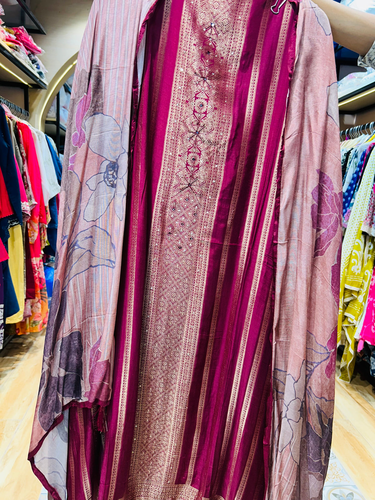 Unstitched party wear suit