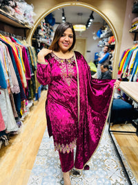 “PRIYA”- STITCHED PARTY WEAR VELVET THREE PIECE SUIT