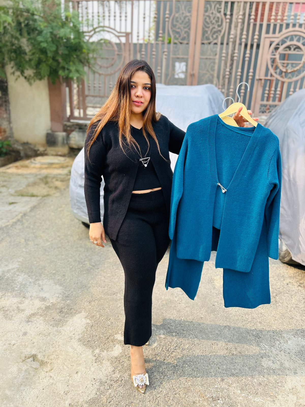 “MINI”- THREE PIECE WOOLEN SHRUG SET