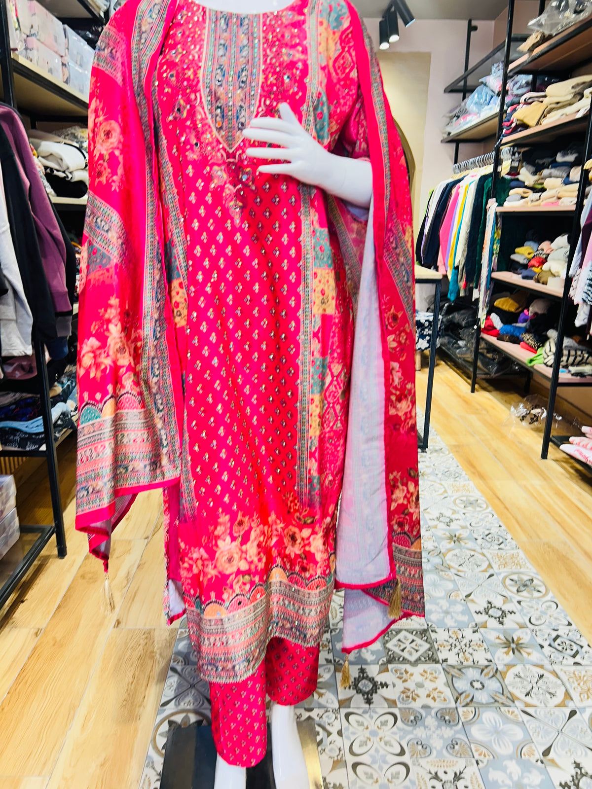 “MANJIRI”- THREE PIECE STITCHED VELVET SUIT