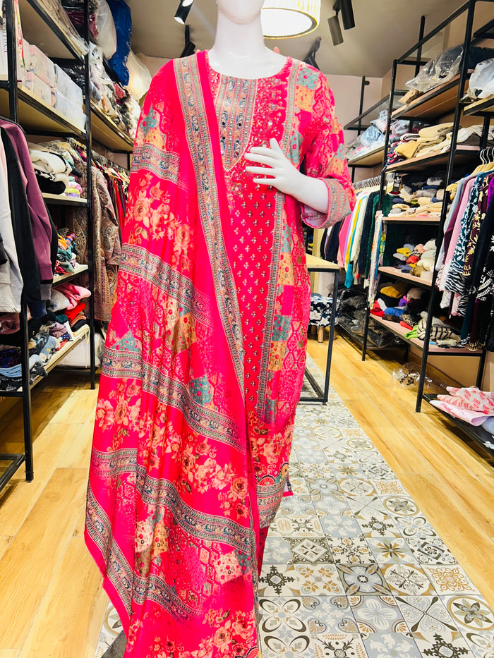 “MANJIRI”- THREE PIECE STITCHED VELVET SUIT