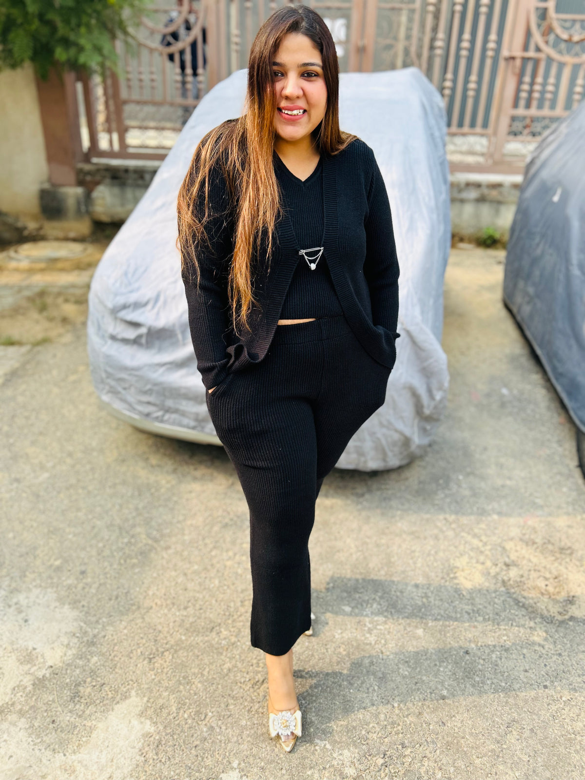 “MINI”- THREE PIECE WOOLEN SHRUG SET