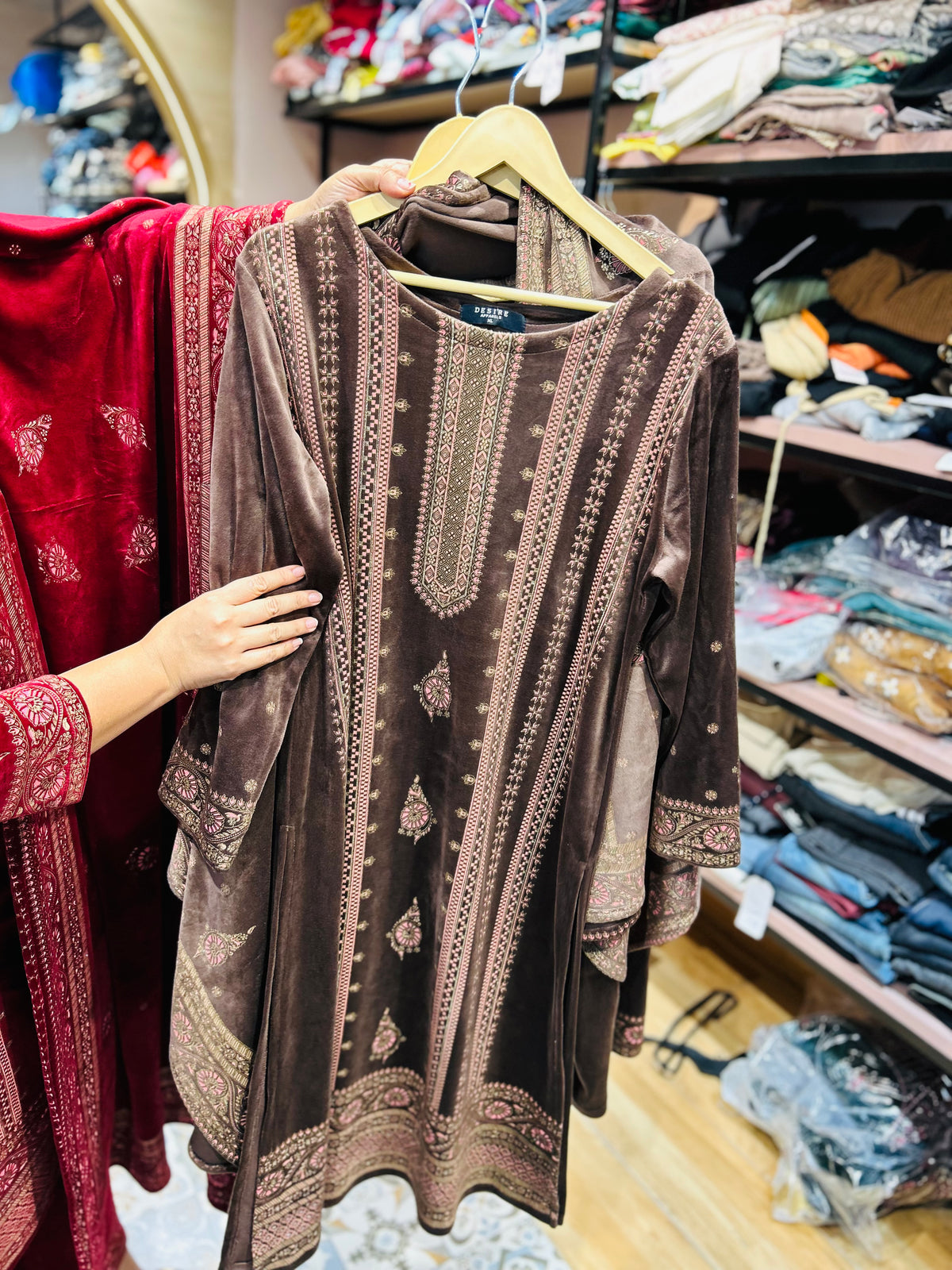 “MEGHA” PARTY WEAR WOOLEN THREE PIECE SET