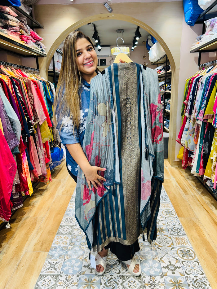 Unstitched party wear suit