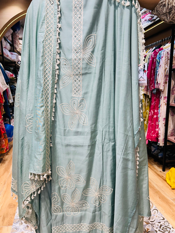 Unstitched party wear suit