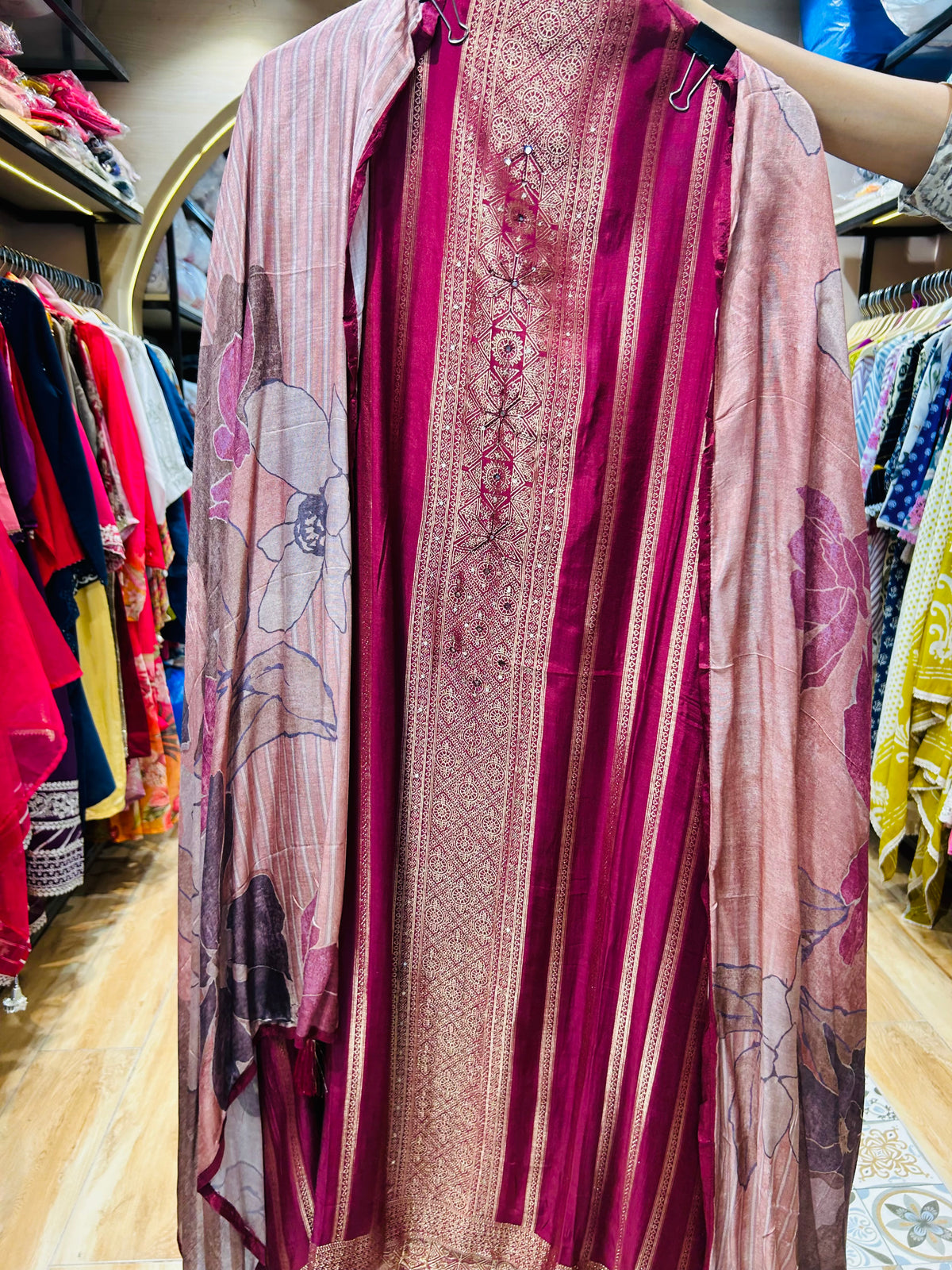 Unstitched party wear suit