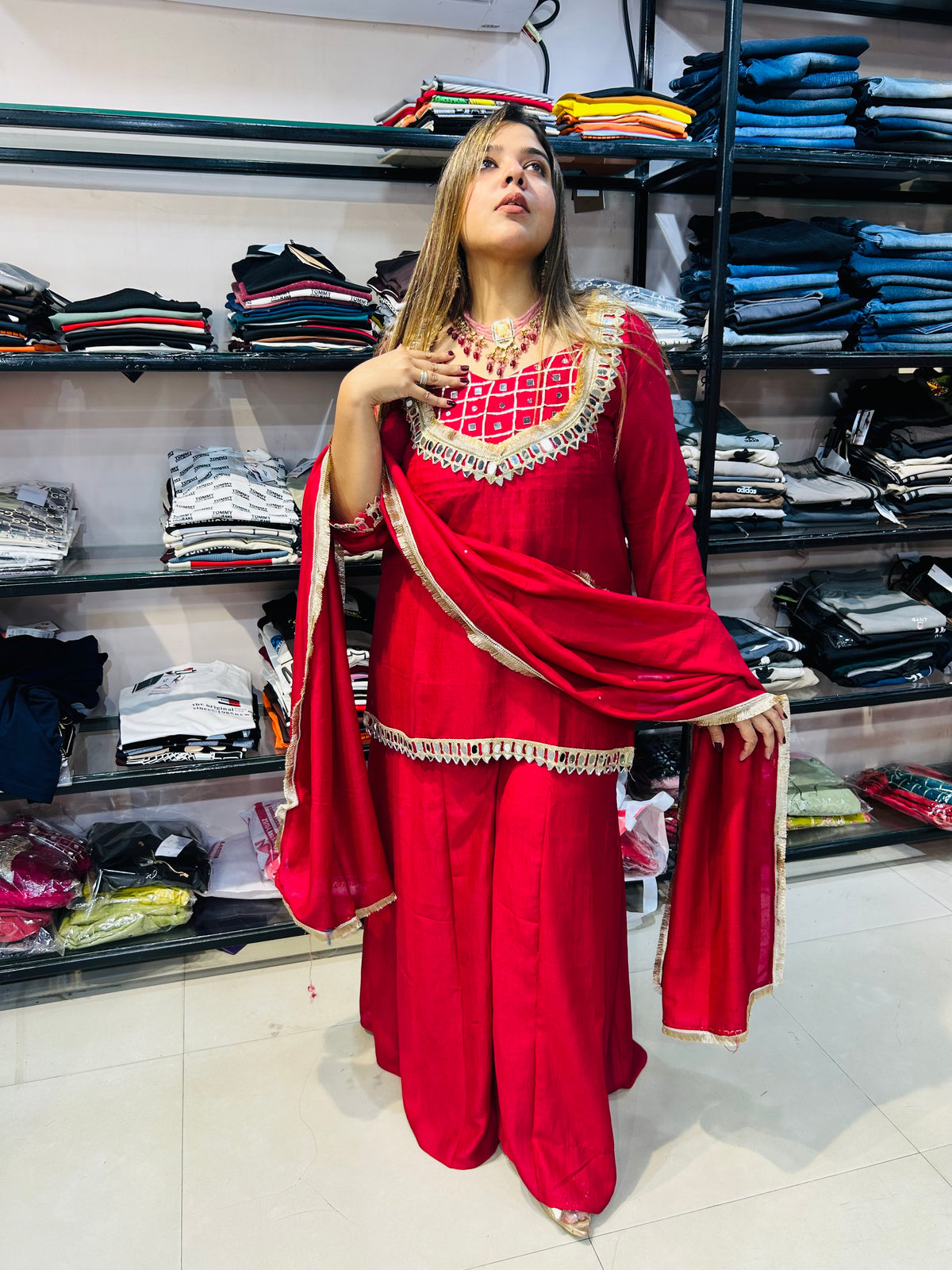 Party wear suit of Mirror work