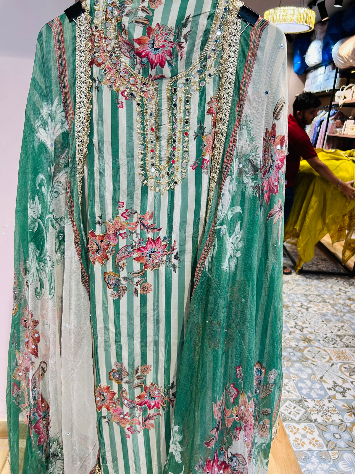 Unstitched party wear suit