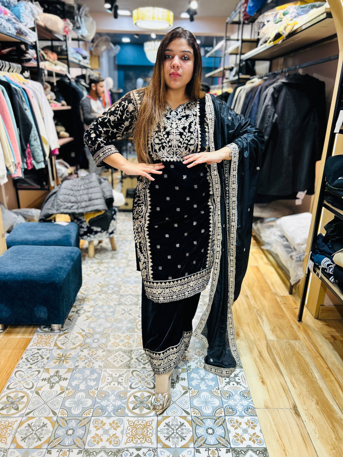 “RAZIA” - THREE PIECE EMBROIDERED STICHED SUIT