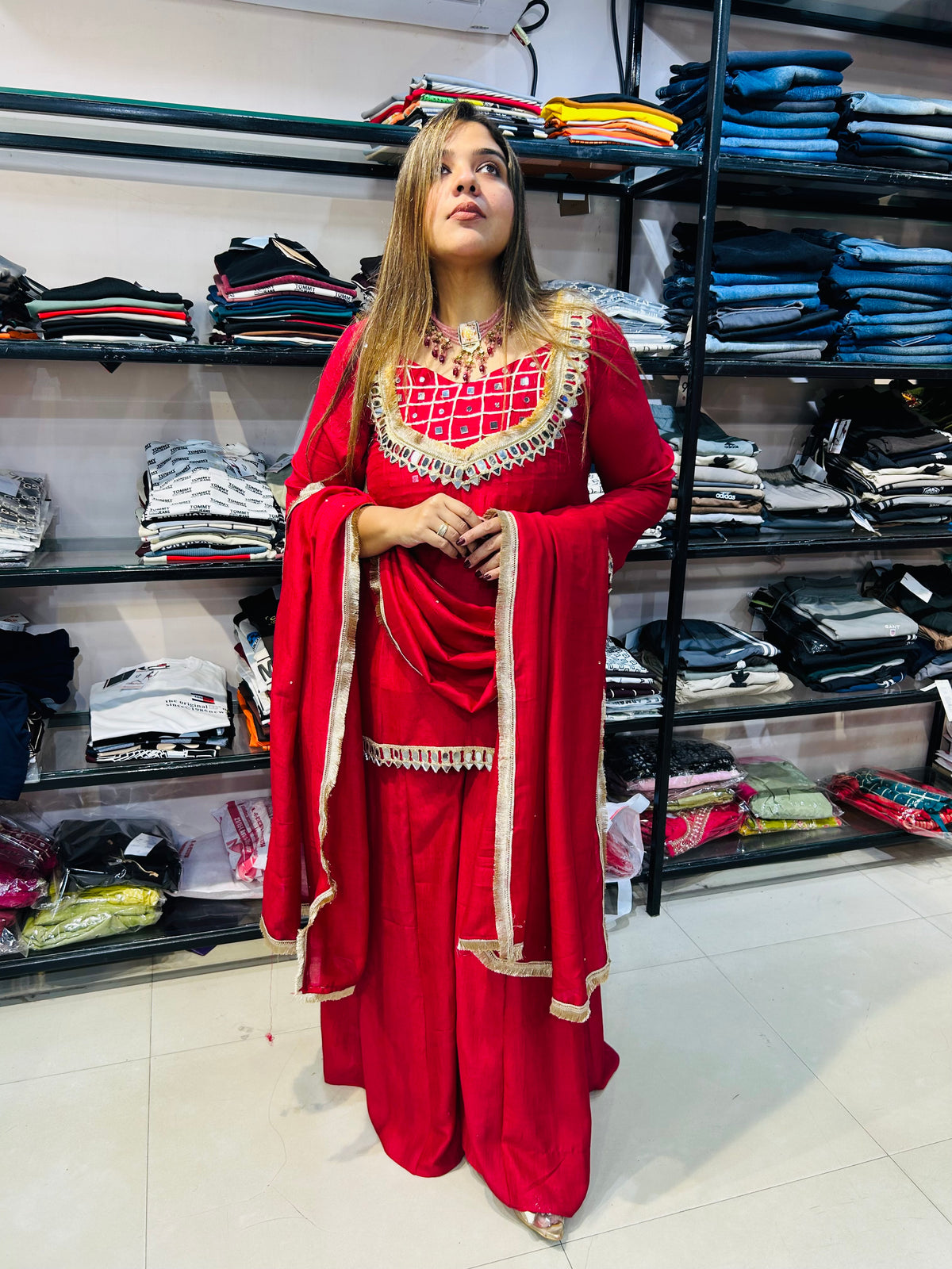 Party wear suit of Mirror work