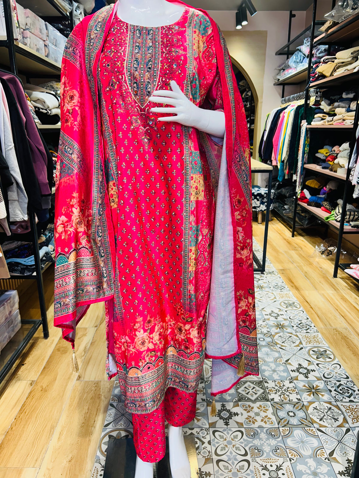 “MANJIRI”- THREE PIECE STITCHED VELVET SUIT