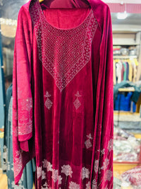 “NANDINI” - VELVET THREE PIECE STITCHED SUIT