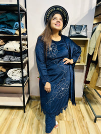 “RIDDHIMA”- THREE PIECE STITCHED VELVET SUIT