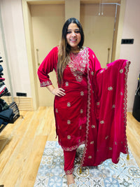 “MANIKA”- VELVET EMBROIDERED HEAVY THREE PIECE SET