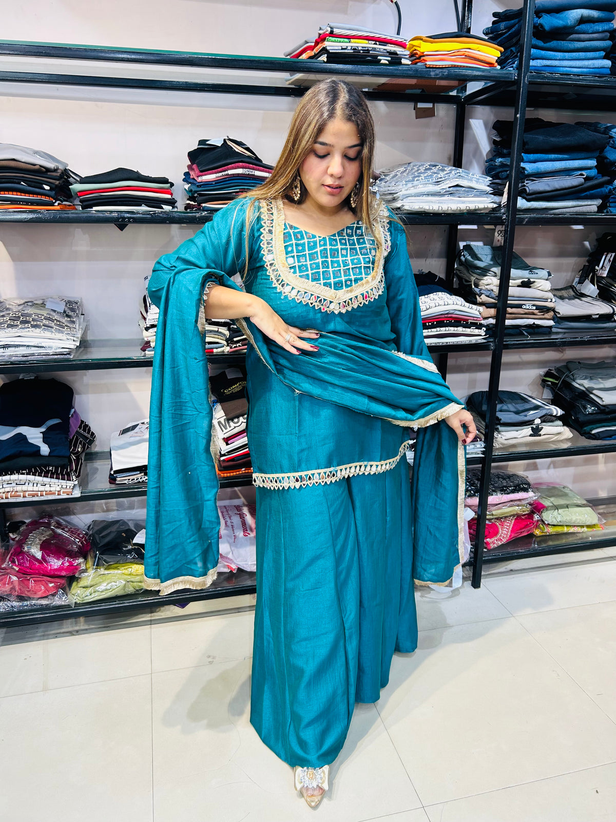 Party wear suit of Mirror work