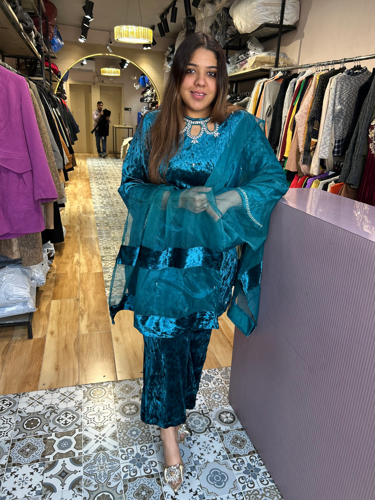 velvet party wear suit