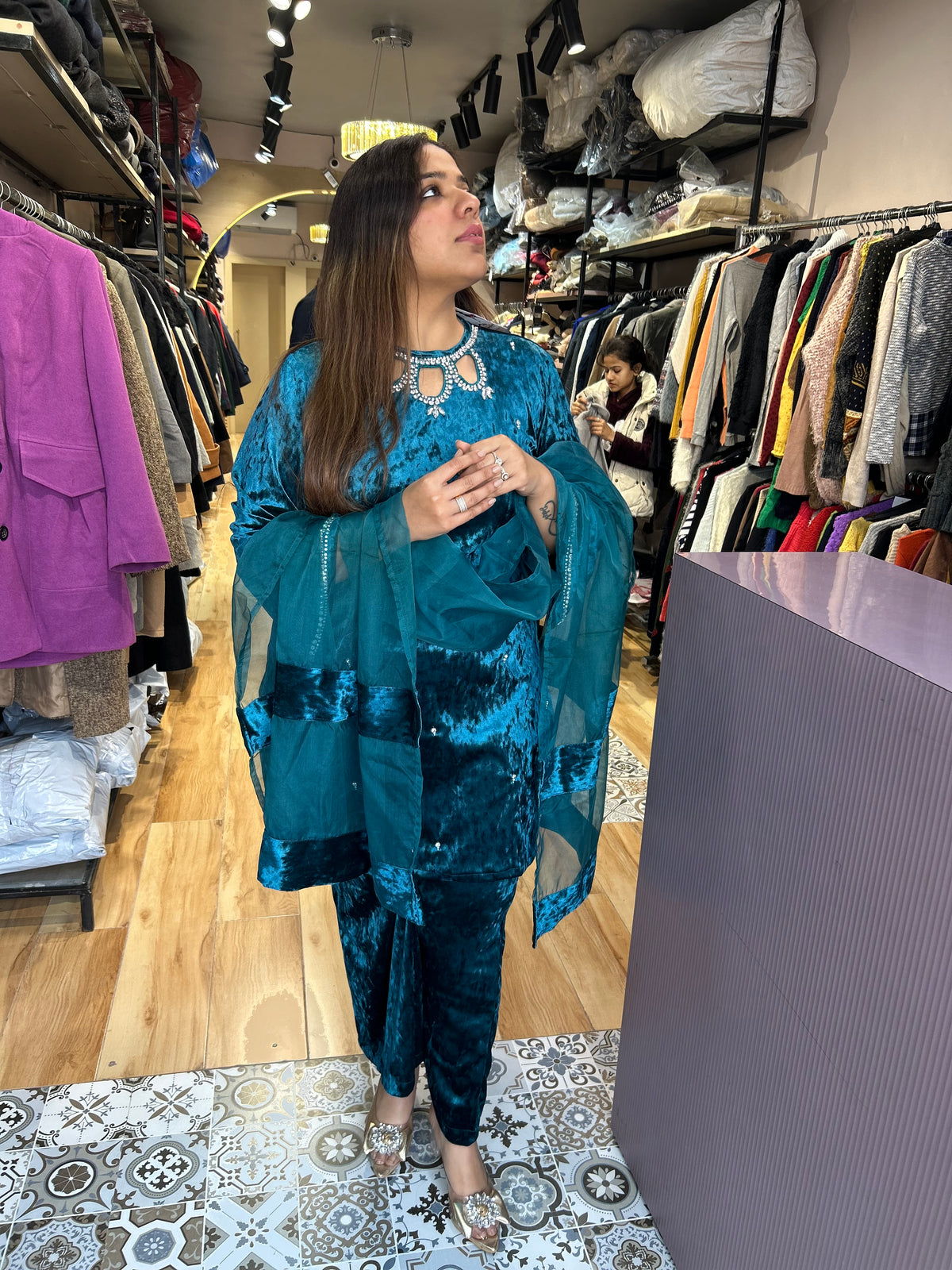 “GAZALA” STICHED THREE PIECE STITCHED SUIT