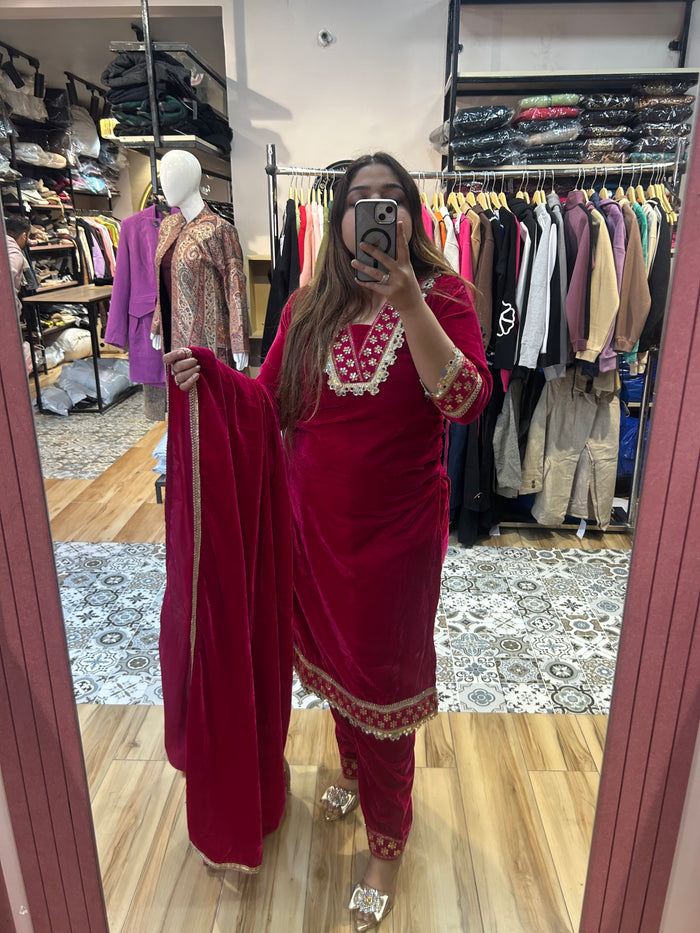 woollen velvet party wear suit