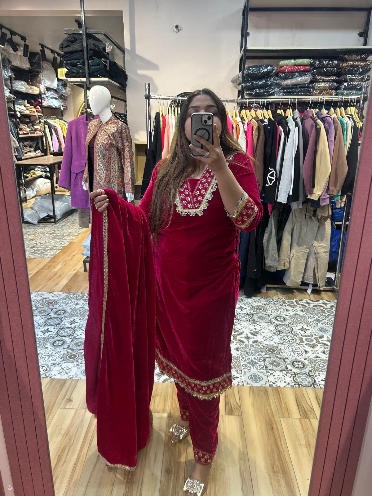 woollen velvet party wear suit