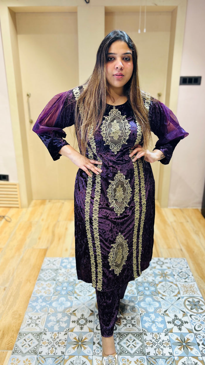 “ZAINUB”- BEAUTIFUL TWO PIECE PAKISTANI VELVET SUIT