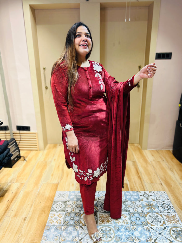 “ANJANA”- PARTY WEAR THREE PIECE VELVET SUIT