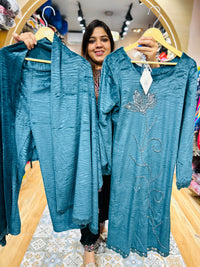 “NEETU”- STITCHED ZEBRA LINE VELVET SUIT