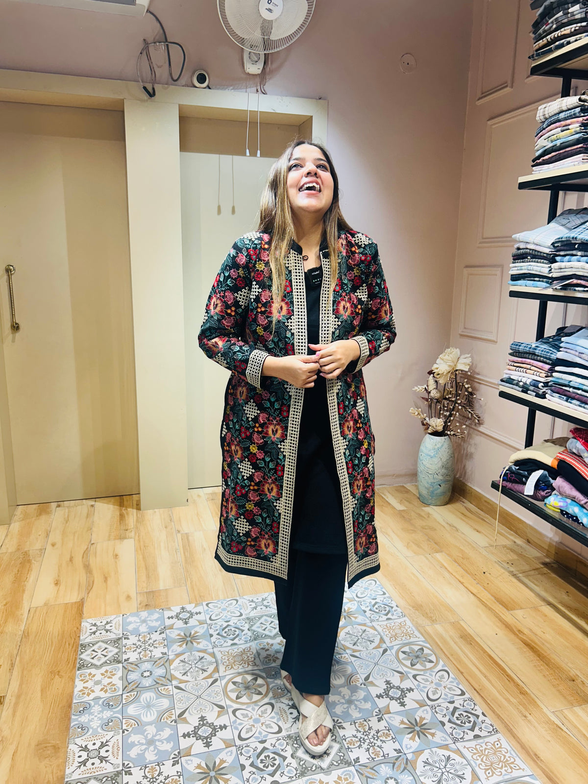 “HEERA” - EMBOIDERED THREE PIECE SHRUG SET