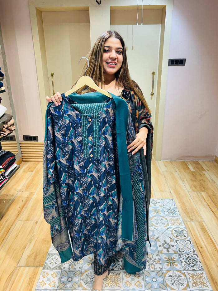 “YAMYA”- PASCHMINA STITCHED THREE PIECE SET