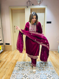 “PRIYA”- THREE PIECE VELVET SUIT