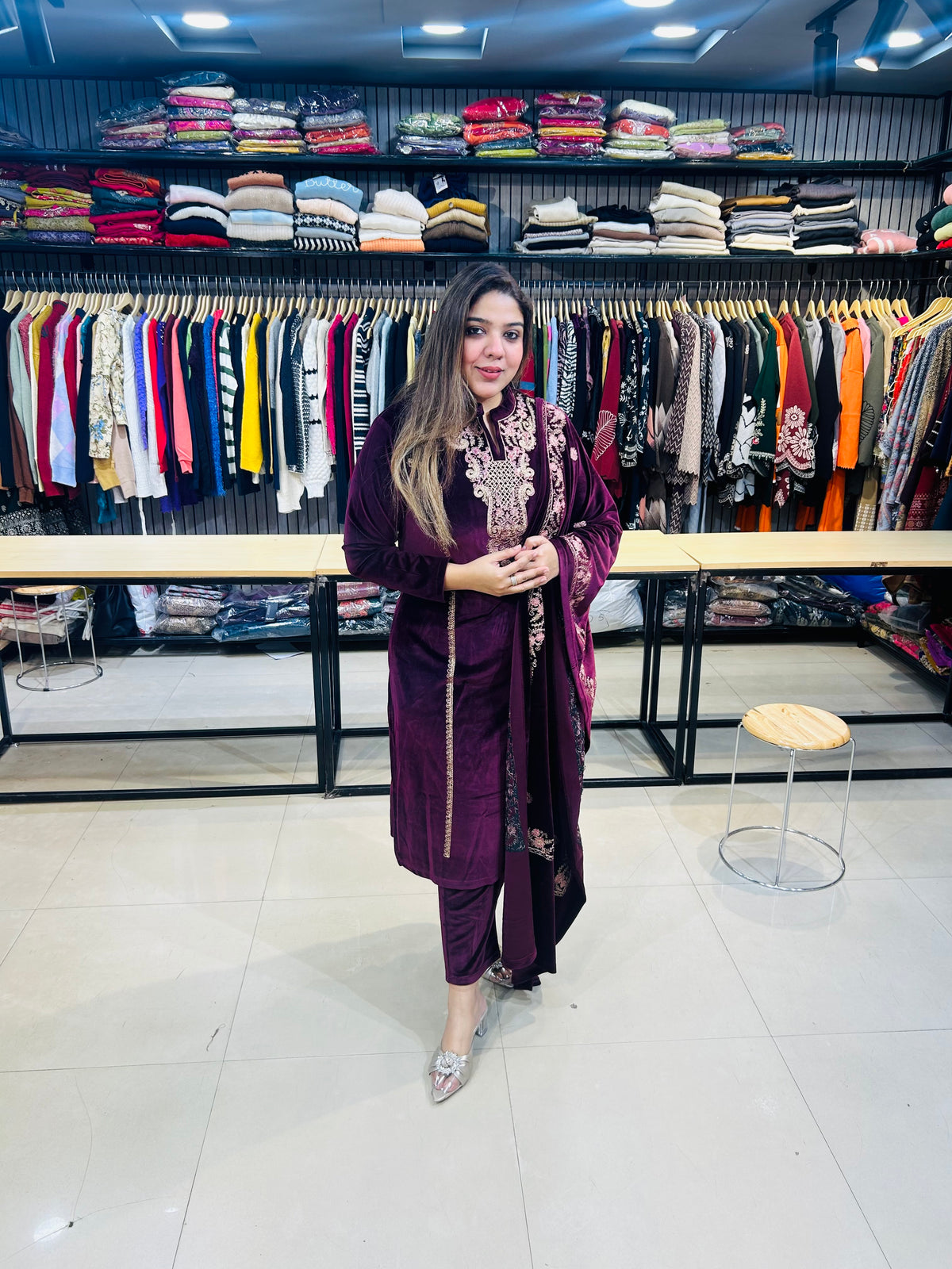 “BRINDA” three piece stitched suit set