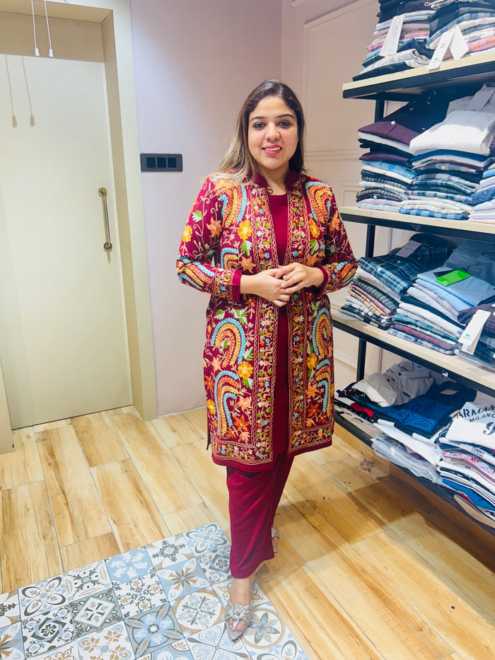 “DIYANA” - THREE PIECE WOOLEN SHRUG SET