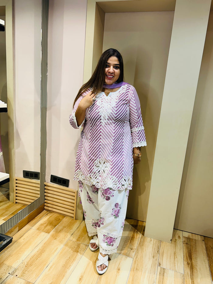 Cotton cut work suit