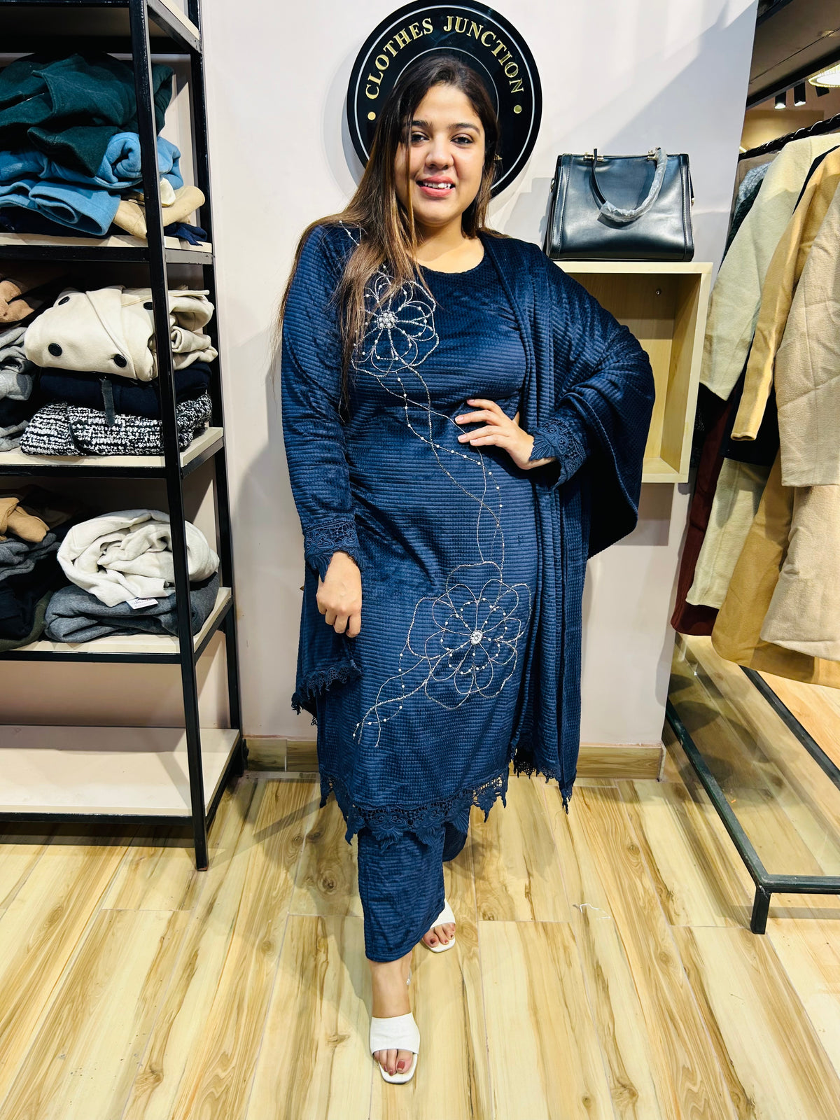 Blue velvet suit