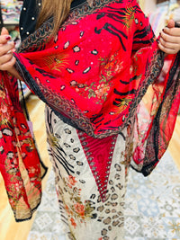 Leopard print unstitched suit
