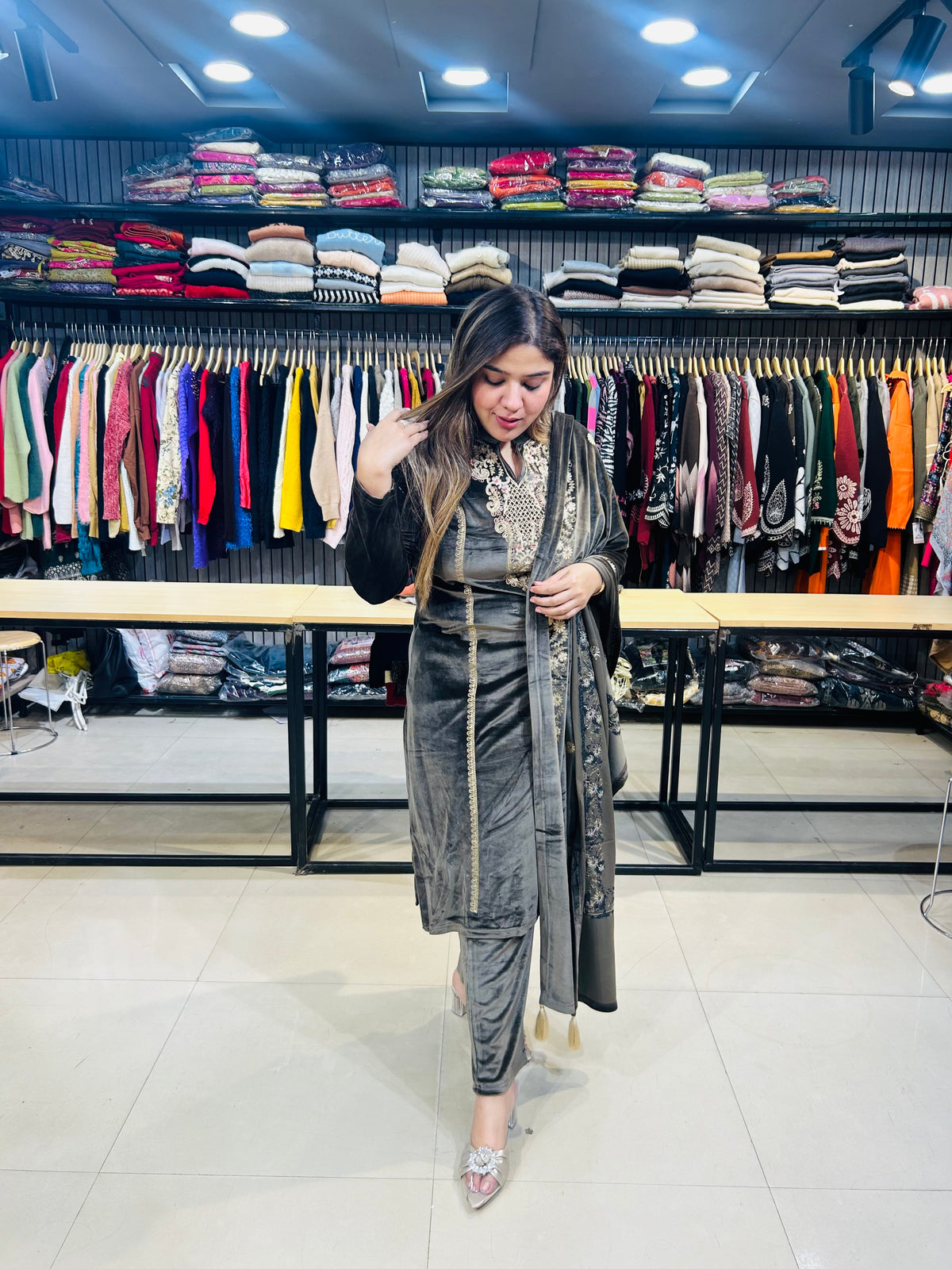 “BRINDA” three piece stitched suit set