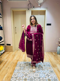 “PRIYA”- THREE PIECE VELVET SUIT