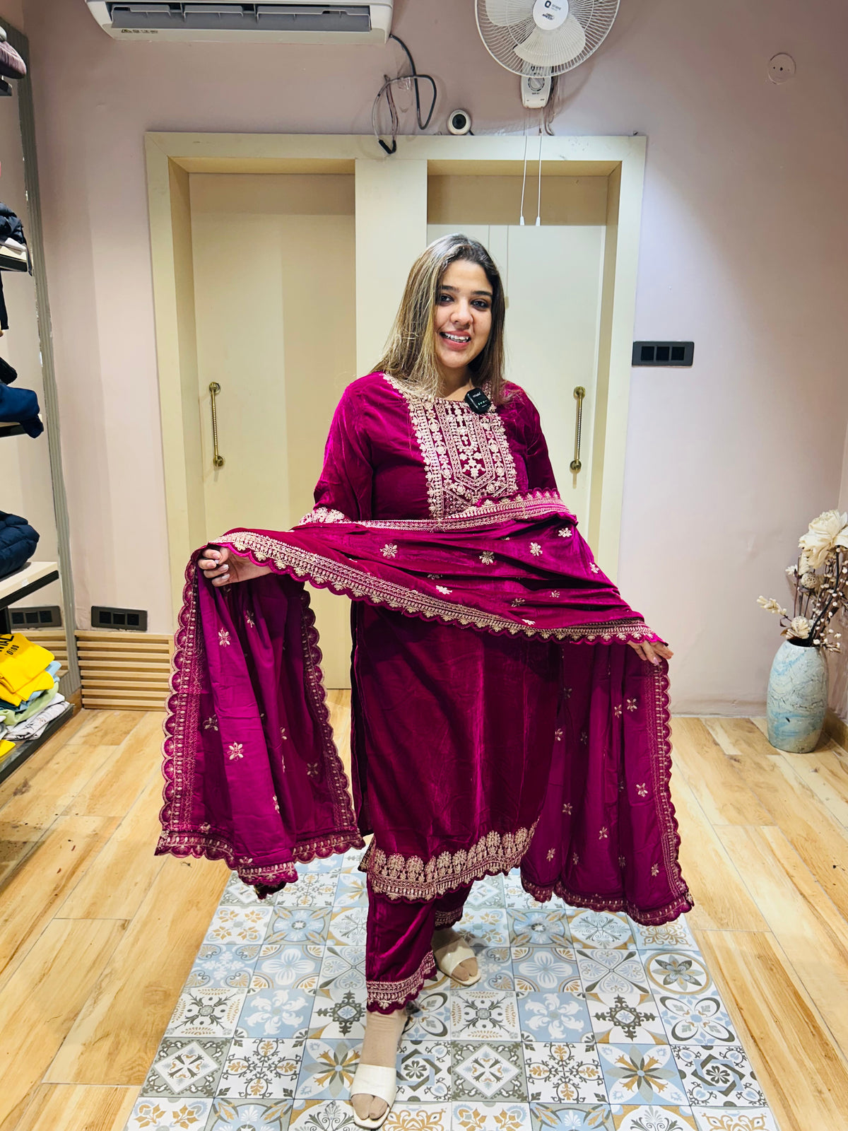 “PRIYA”- THREE PIECE VELVET SUIT