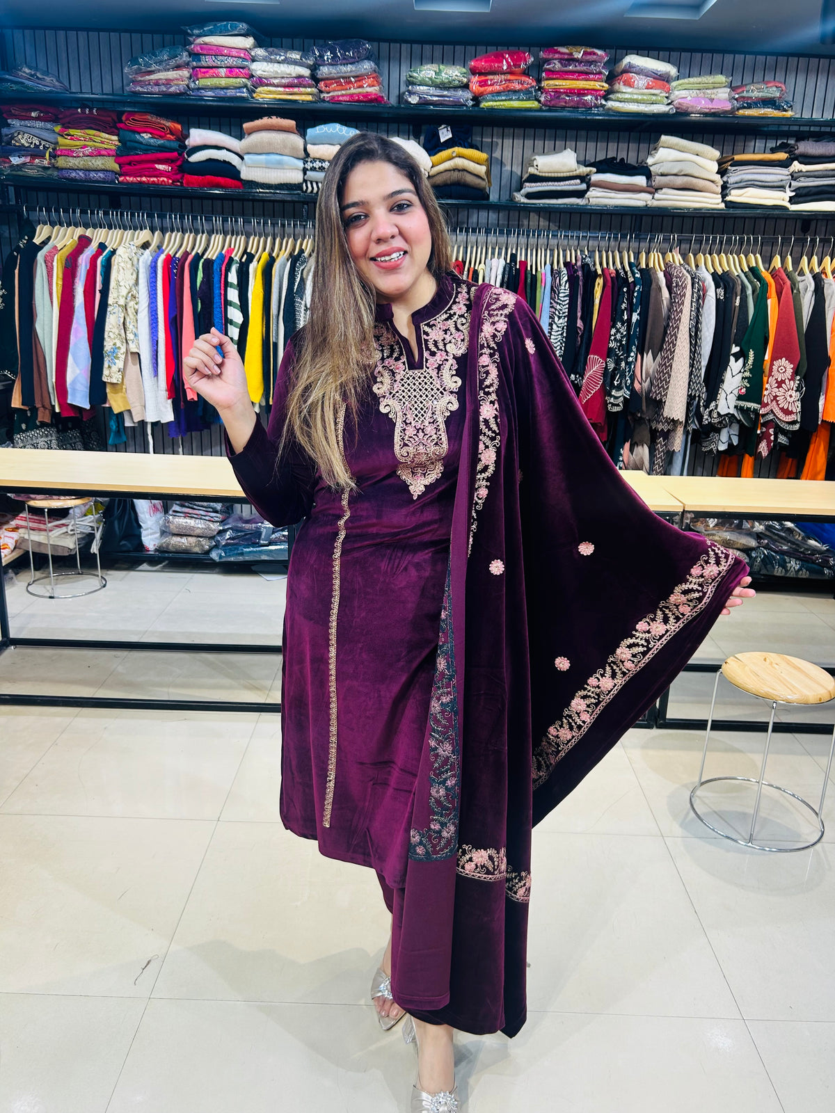 “BRINDA” three piece stitched suit set