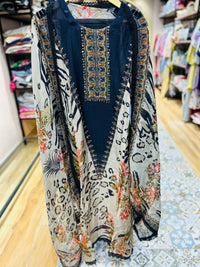 Leopard print unstitched suit