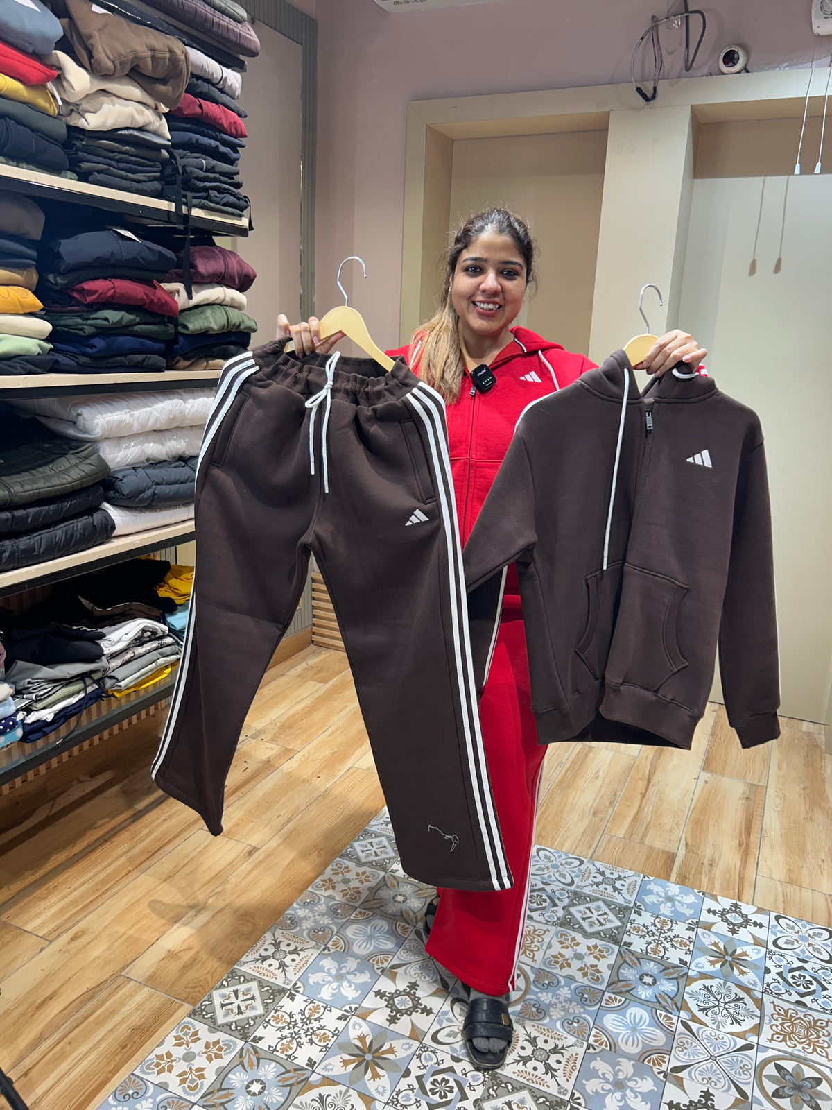 WOOLEN ADIDAS TRACKSUIT WITH HOODIE