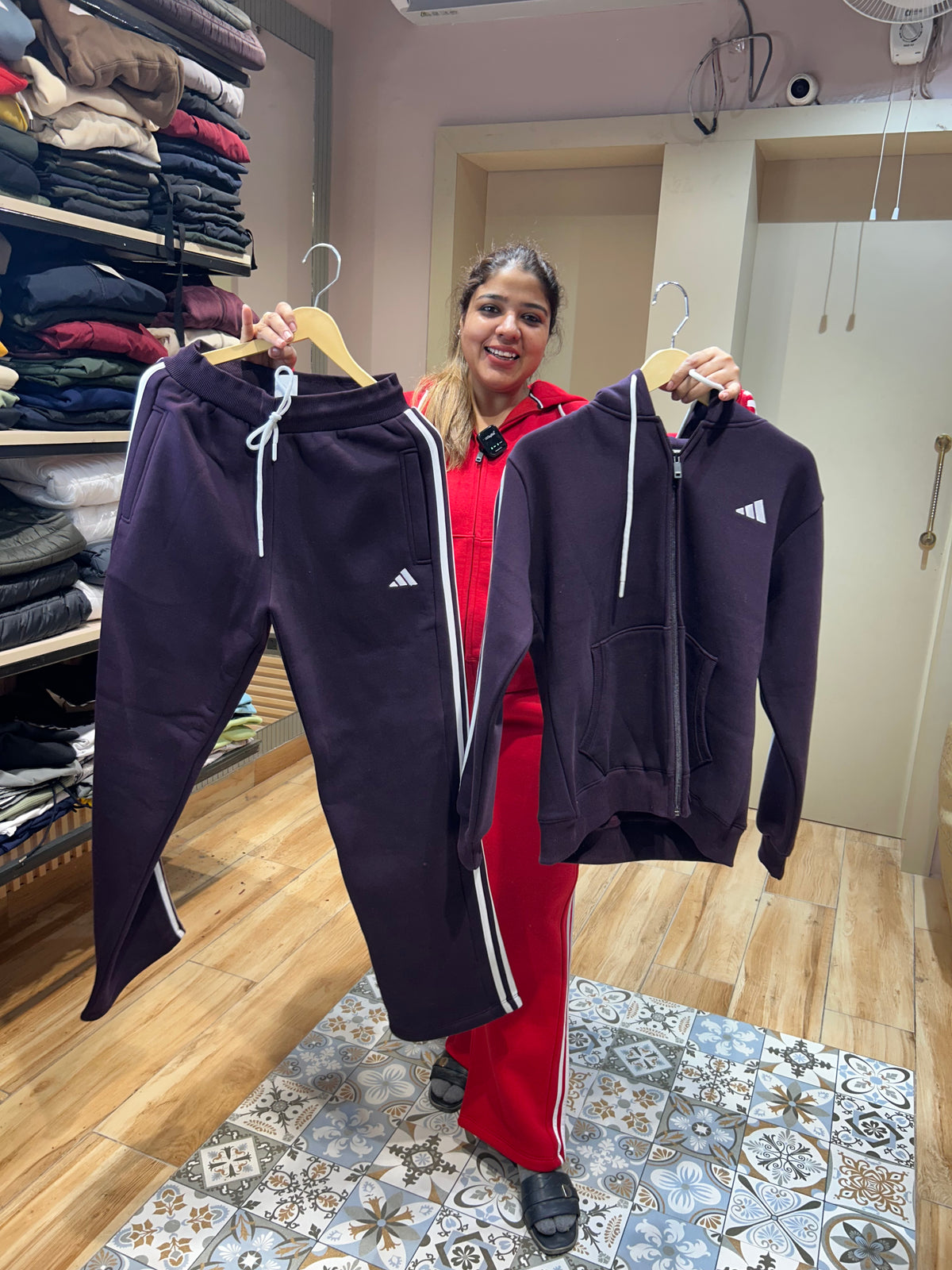 WOOLEN ADIDAS TRACKSUIT WITH HOODIE
