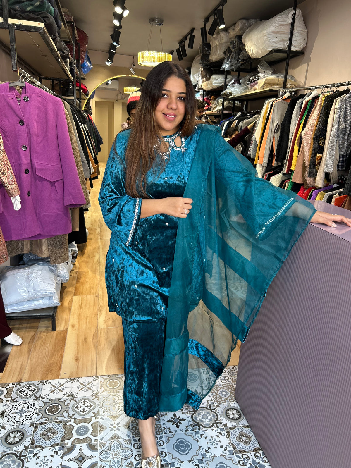 velvet party wear suit